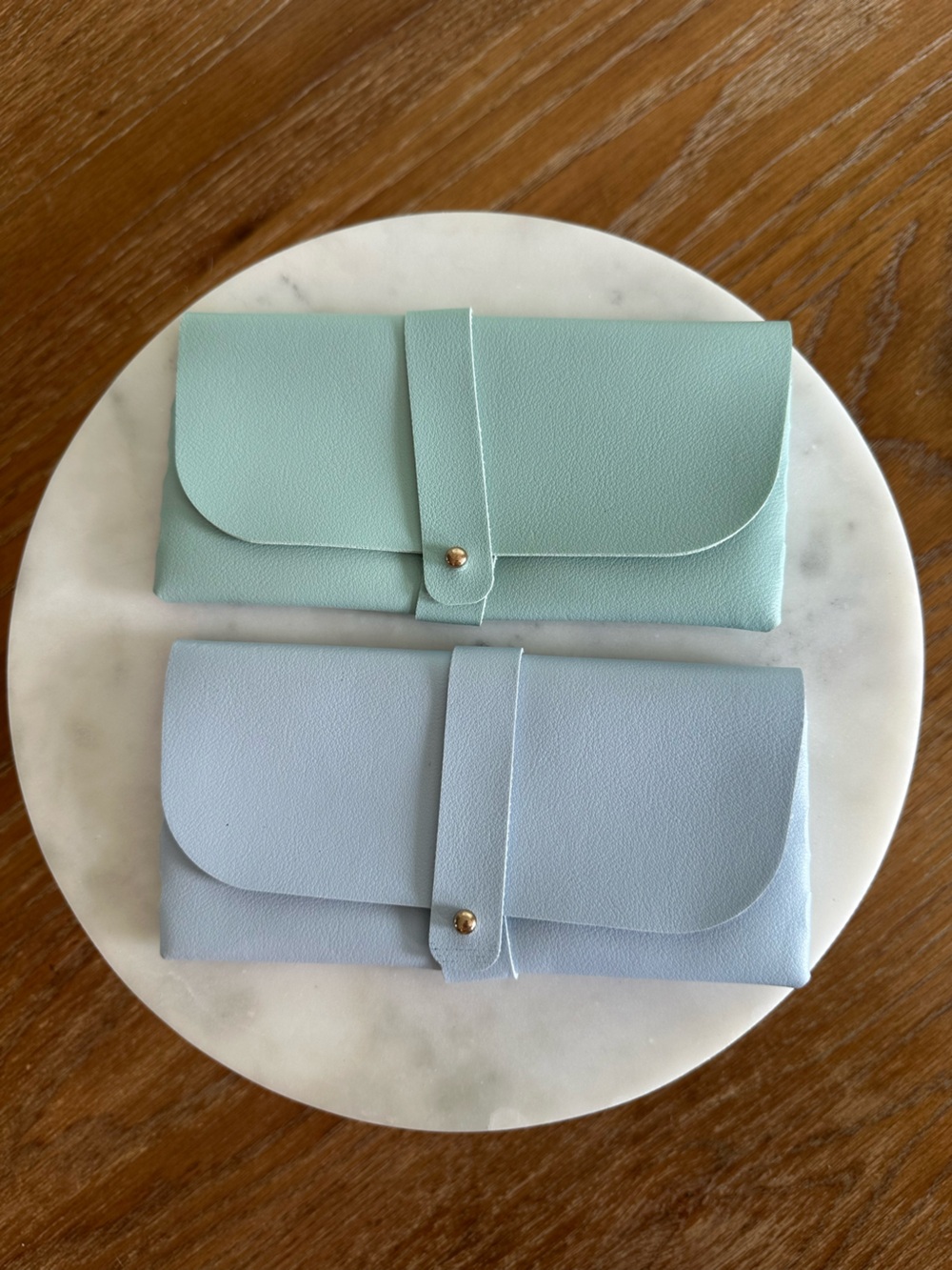 Light Blue and Mint Green Leatherette Eyeglass Cases
